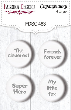 4er Set Flair Buttons zum Scrapbooking Lustiger Fuchsjunge EN #483