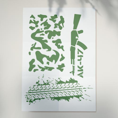 трафарет многоразовый, 15 см x 20 см, military style , #363 фабрика декору - 2