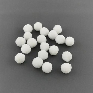 Pompons for crafts and decoration, White, Mini, 20pcs, diameter 15mm