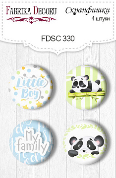 Zestaw 4 ozdobnych buttonów "My little panda boy 1" EN #330