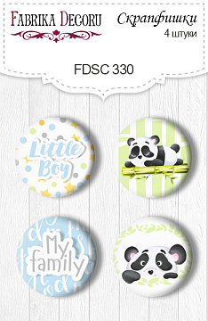 Zestaw 4 ozdobnych buttonów "My little panda boy 1" EN #330