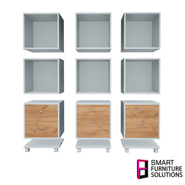 Modular furniture system, 1200 x 400 x 1276 mm, Set: 3 drawers, 3 sections, 3 mobile platforms - 2