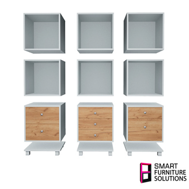  Симметричная модульная мебельная система, Белый-Дуб Крафт  - 2