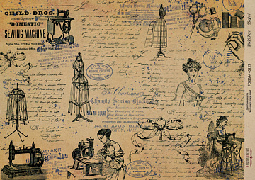 Kraft decoupage paper, 21x29,7cm, “Pages from the past”, #00127