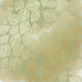 Blatt aus einseitigem Papier mit Goldfolienprägung, Muster Golden Delicate Leaves, Farbe Olive Aquarell, 30,5 x 30,5 cm