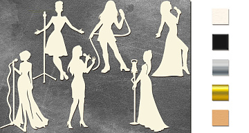 Chipboards set Singing girls figurines #596
