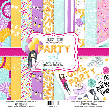 Double-sided scrapbooking paper set Party girl 12"x12" 10 sheets