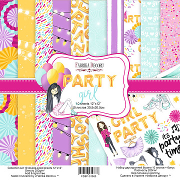 Doppelseitig Scrapbooking Papiere Satz Party Girl, 30.5 cm x 30.5cm, 10 Blätter