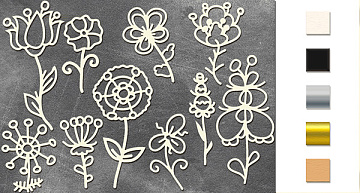 Chipboard embellishments set, "Flowers 3" #071