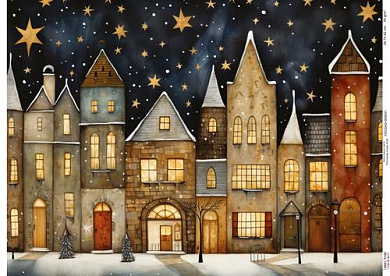 Decoupage Card Cozy houses-14, #0931, 29.7x42cm