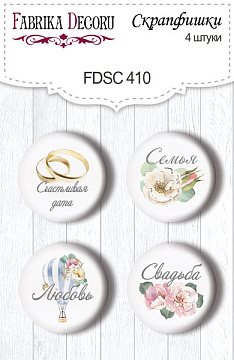 Set mit 4 Flair-Buttons zum Scrapbooking Walking on Clouds RU #410