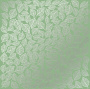 Sheet of single-sided paper embossed with silver foil, pattern Silver Leaves mini, color Avocado 12"x12" 