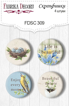 Set of 4pcs flair buttons for scrabooking "Beautiful Nature" #309