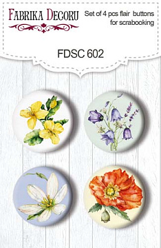 Set mit 4 Flair-Buttons zum Scrapbooking Summer meadow #602