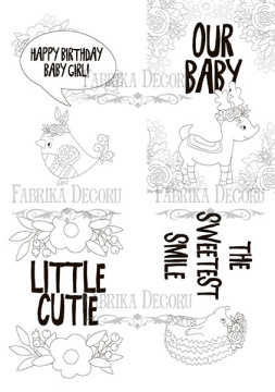Set of 8pcs 10х15cm for coloring and creating greeting cards Scandi Baby Girl EN - 2