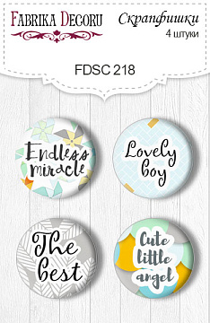 Set of 4pcs flair buttons for scrabooking "My tiny sparrow boy 1" EN #218