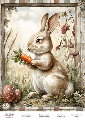 декупажная карта «пасхальный кролик-02» #000904, 21см x 29,7см фабрика декору