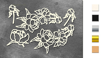 Chipboard embellishments set, Peony Garden #728