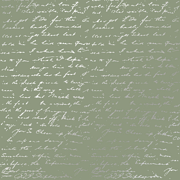 Sheet of single-sided paper embossed with silver foil, pattern Silver Text Olive 12"x12" 