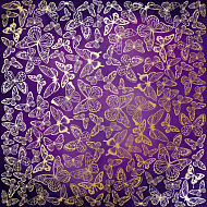 лист односторонней бумаги с фольгированием golden butterflies, color violet aquarelle 30,5х30,5 см