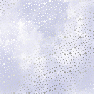 Sheet of single-sided paper embossed by golden foil Silver stars, color Lilac watercolor 12"x12"