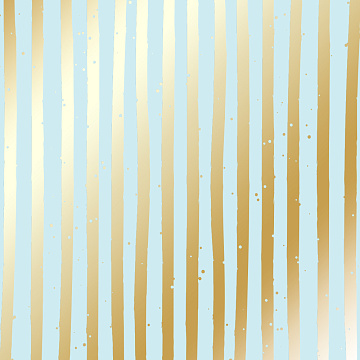 Sheet of single-sided paper with gold foil embossing, pattern Golden Stripes Mint, 12"x12" 