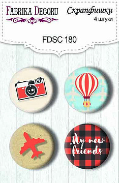 Set of 4pcs flair buttons for scrabooking "European holidays" #180