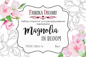 Zestaw pocztówek "Magnolia in bloom" do kolorowania markerami RU