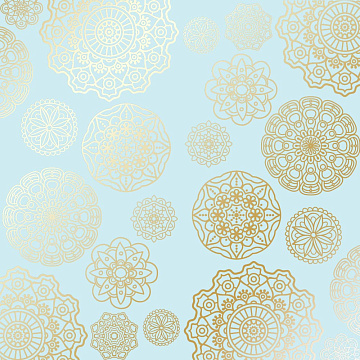 Sheet of single-sided paper with gold foil embossing, pattern Golden Blue, 12"x12" 