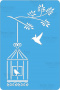 Stencil mini for crafts 15x10cm "Bird in a cage 2" #151_2
