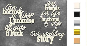 Chipboard embellishments set, "Wedding story" #123