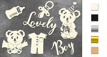 Chipboard embellishments set, "Puffy Fluffy Boy" #211