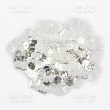 Sequins Round rosettes, transparent with silver nacre, #243 - 2