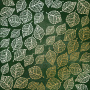 Лист односторонней бумаги с фольгированием, дизайн Golden Delicate Leaves, color Dark green aquarelle, 30,5см х 30,5см