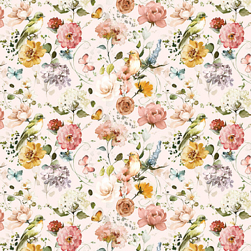 Sheet of double-sided paper for scrapbooking Miracle flowers #63-04 12"x12"