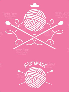 Stencil for decoration XL size (30*21cm), Tangle and knitting needles #091