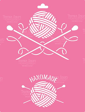 Stencil for decoration XL size (30*21cm), Tangle and knitting needles #091