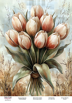 Decoupage card «Spring flowers-01» #000886, 21cm x 29,7cm