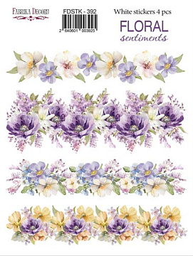 Set of stickers 4 pcs, Floral Sentiments, #392