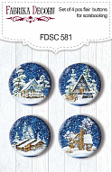 Set of 4pcs flair buttons for scrabooking Country winter #581