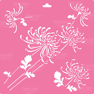Stencil for decoration XL size (30*30cm), Openwork chrysanthemum #026