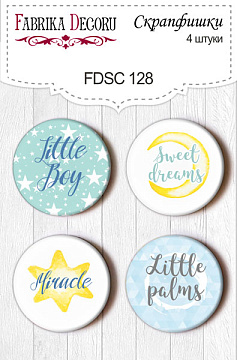 Set mit 4 Flair-Buttons zum Scrapbooking „Mein kleiner Junge“ EN #128