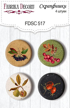 Set of 4pcs flair buttons for scrabooking Autumn botanical diary #517