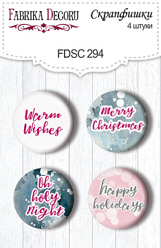 Set of 4pcs flair buttons for scrabooking "Winter Love Story" EN #294