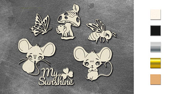 Chipboard embellishments set, Happy mouse day #782