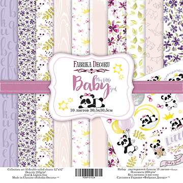 Double-sided scrapbooking paper set My little baby girl 12"x12", 10 sheets