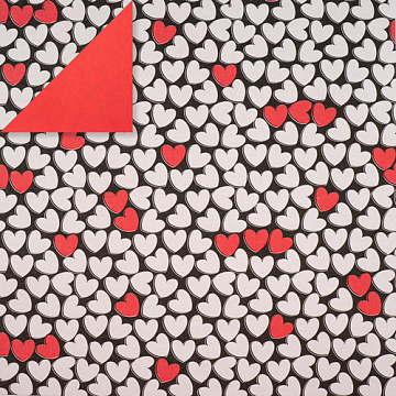 Doppelseitiger Kraftpapierbogen 12"x12" Herzen auf Schwarz/Rot