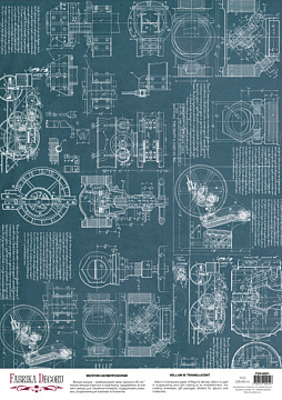 Arkusz kalki z nadrukiem, Deco Vellum, format A3 (11,7" х 16,5"), "Vintage Blueprints"