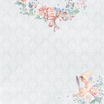Double-sided scrapbooking paper set Shabby baby girl redesign 12"x12", 10 sheets - 2