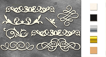 Chipboard embellishments set,  "Monograms 1" #067